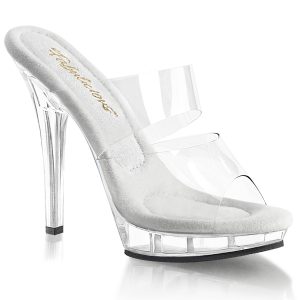LIP-102 Durchsichtige Pantolette mit klarem Mini-Plateau von Pleaser mit 12,5 cm Absatz und 2 cm Plateau.
