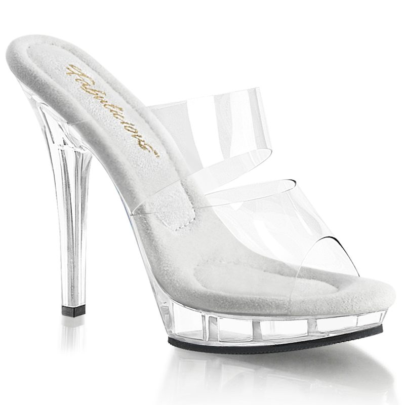 LIP-102 Durchsichtige Pantolette mit klarem Mini-Plateau von Pleaser mit 12,5 cm Absatz und 2 cm Plateau.