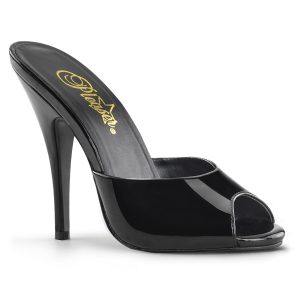 Schwarze High Heels Pantolette in Lack Seduce-101 mit 12,5 cm Absatz.