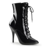 SEDUCE-1020 Lack Stiefelette mit Frontschnürung, Innen-Reißverschluss & 12,5 cm Stiletto Absatz.