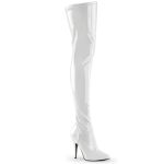 Pleaser Seduce-3000 Overknee Stiefel in weiss Lack mit 12,5 cm Stiletto-Absatz.
