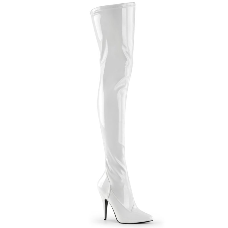 Seduce-3000 Overknee Stiefel weiss Lack mit 12,5 cm Stiletto-Absatz Pleaser Seduce-3000 Overknee Stiefel in weiss Lack mit 12,5 cm Stiletto-Absatz.