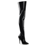 Pleaser Seduce-3010 Overknee Stiefel in schwarz Lack mit 12,5 cm Stiletto-Absatz.
