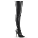 Pleaser Seduce-3010 Overknee Stiefel in schwarz Kunstleder mit 12,5 cm Stiletto-Absatz.
